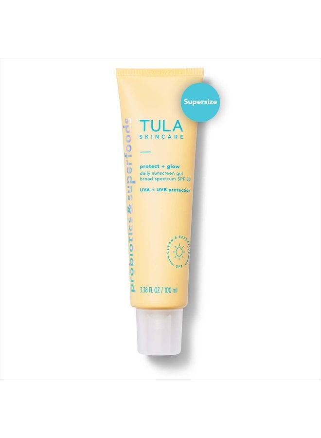 Skin Care Supersize Protect + Glow Daily Sunscreen Gel Broad Spectrum SPF 30 | Skincare-First, Non-Greasy, Non-Comedogenic & Reef-Safe with Pollution & Blue Light Protection | 3.38 fl. oz.