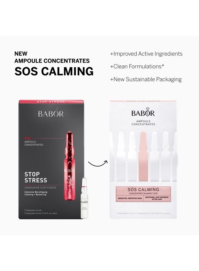 BABOR SOS Calming Ampoule Serum Concentrates, Soothing Serum to Treat Irritated Skin, Reduce Redness and Strengthen Skin Barrier, 7 Day Treatment