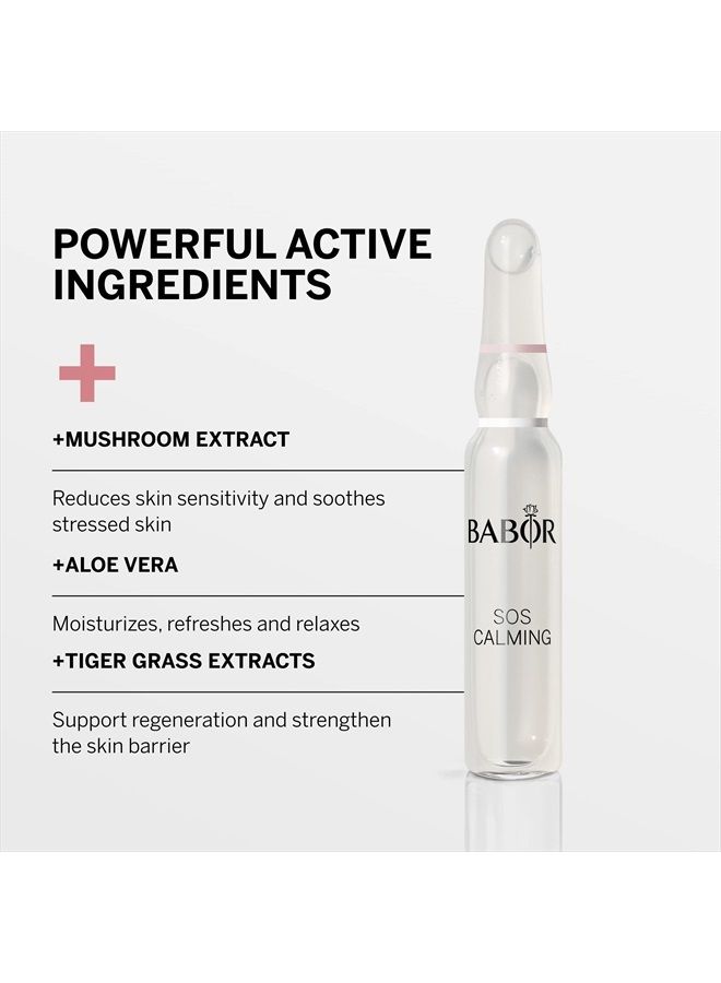 BABOR SOS Calming Ampoule Serum Concentrates, Soothing Serum to Treat Irritated Skin, Reduce Redness and Strengthen Skin Barrier, 7 Day Treatment