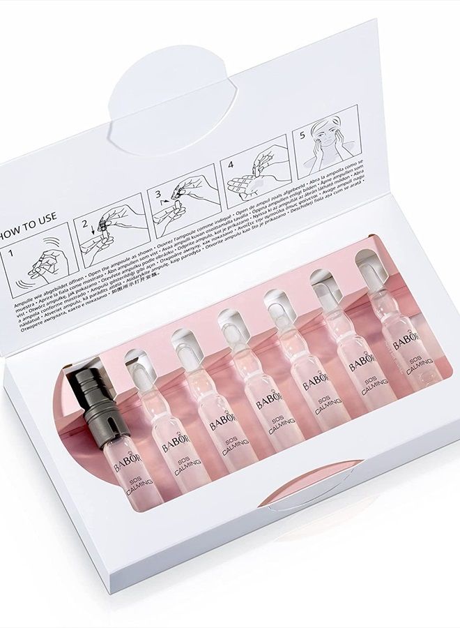 BABOR SOS Calming Ampoule Serum Concentrates, Soothing Serum to Treat Irritated Skin, Reduce Redness and Strengthen Skin Barrier, 7 Day Treatment