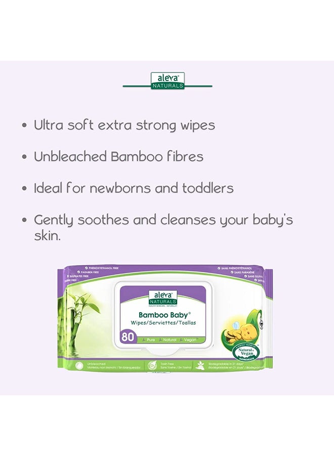 Bamboo Baby Wipes 6 Packs x 80 Wipes, 480 Count