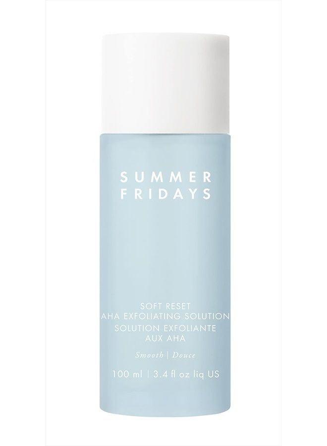Soft Reset AHA Exfoliating Solution - Skin Evening, Brightening, Lactic and Glycolic Acid - Vegan (3.4 Fl Oz)