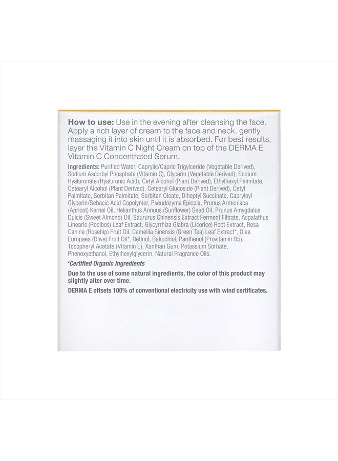 Vitamin C Intense Night Cream – Brightening and Hydrating Facial Skin Renewing Cream – Anti-Aging Overnight Facial Moisturizer 2 oz