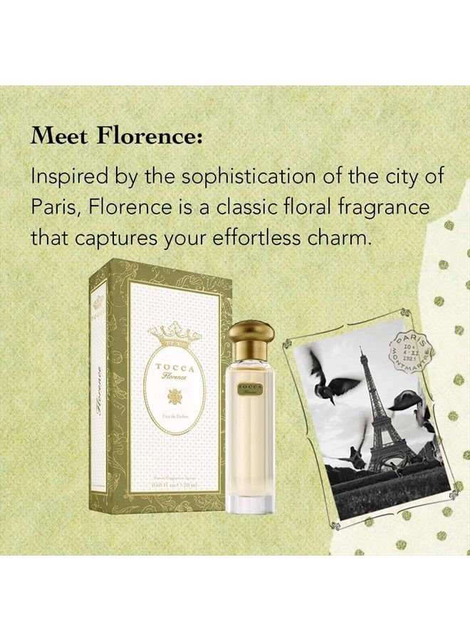 Women's Perfume, Florence Fragrance - Classic Floral, Bregamot, Pear, Gardenia, Hand-Finished Bottle, 0.68 oz. (20 ml)