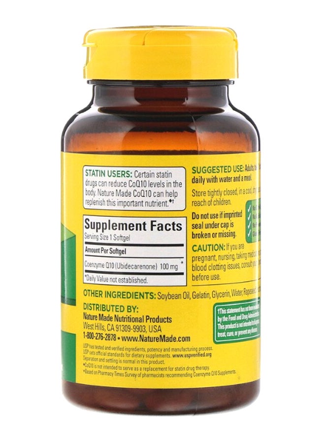 CoQ10 100 mg Dietary Supplement - 72 Softgels