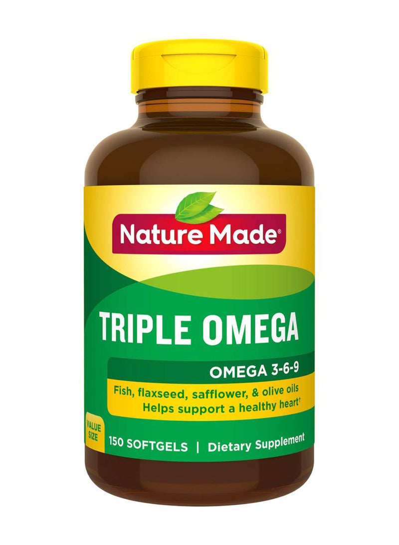 Triple Omega 3-6-9 Olive Oil Dietary Supplement - 2 X 150 Liquid Softgels