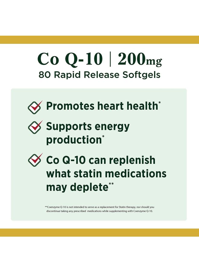 Co Q-10 Dietary Supplement 200mg - 80 Softgels