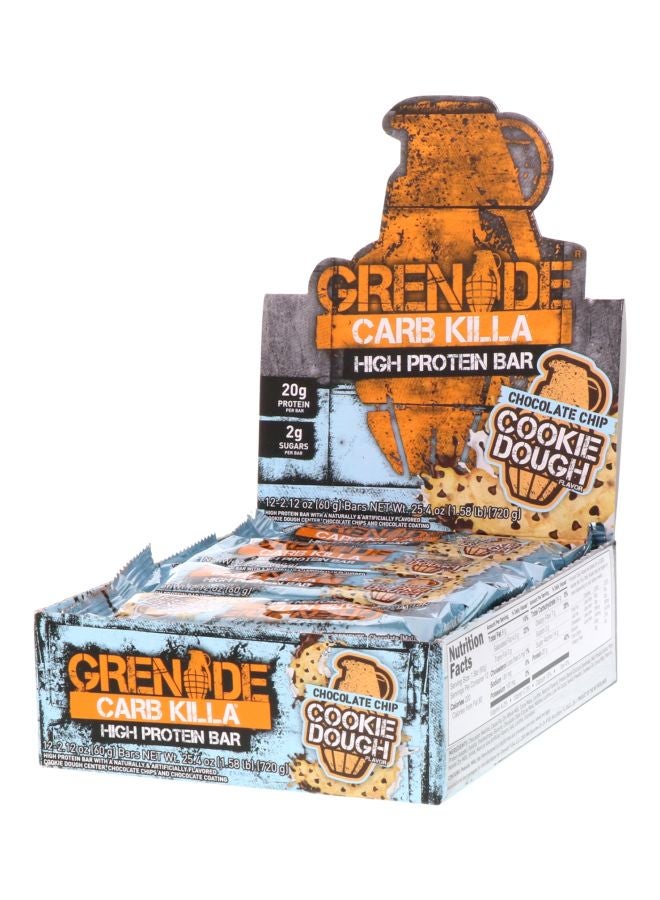 Pack Of 12 Carb Killa Chocolate Chip Cookie Dough High Protein Bar