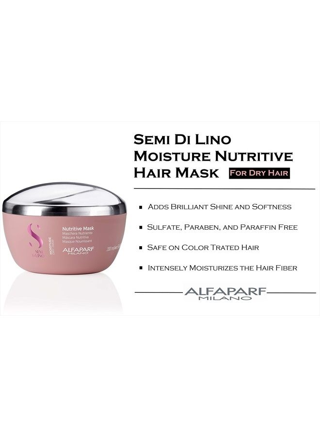 Semi Di Lino Moisture Nutritive Mask for Dry Hair - Safe on Color Treated Hair - Sulfate, Paraben and Paraffin Free - Professional Salon Quality, 6.76 fl oz.