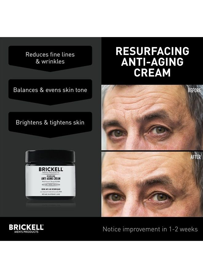 Resurfacing Anti-Aging Face Cream For Men, Natural and Organic Face Moisturizer, Vitamin C Cream For Wrinkles, 2 Ounce, Unscented