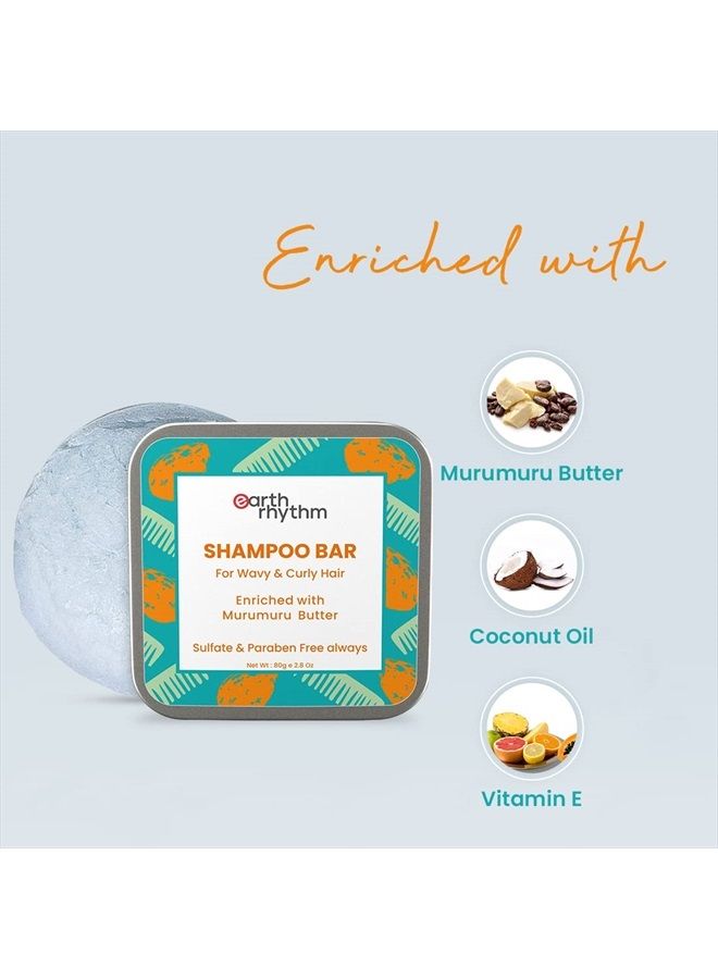 Murumuru Butter Shampoo Bar, for Frizzy & Curly Hair, Men & Women, Tin- 80gm (Tin Packaging)