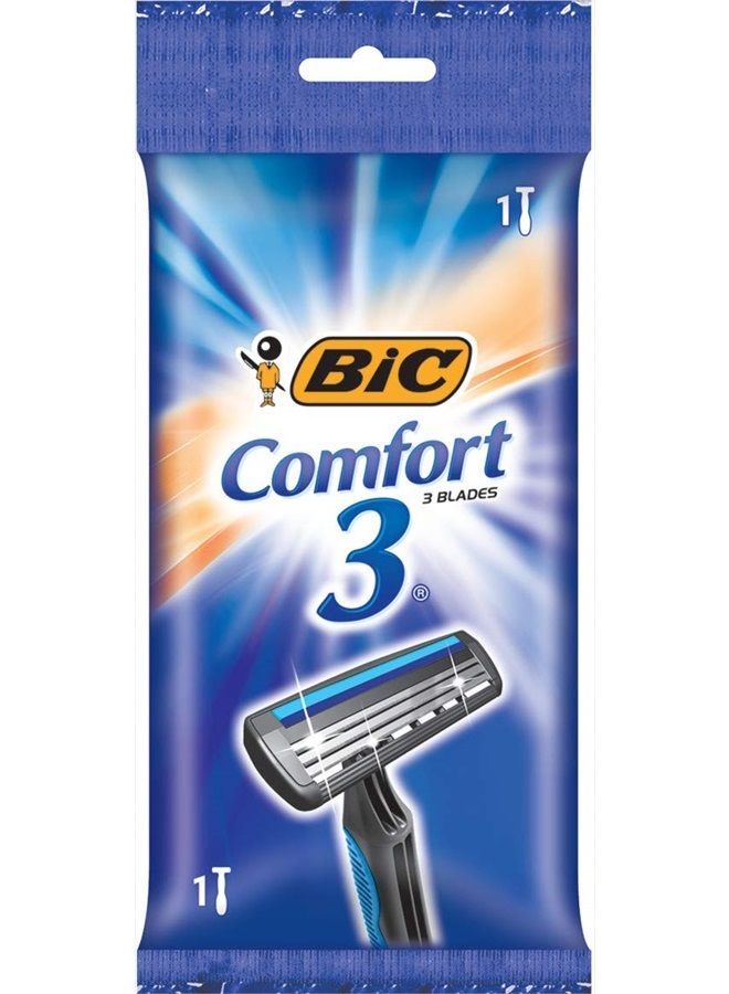 Comfort 3 Men's 3-Blade Disposable Shaving Razor, Individually Wrapped Men's Razors, 36 Count(pack of 1)