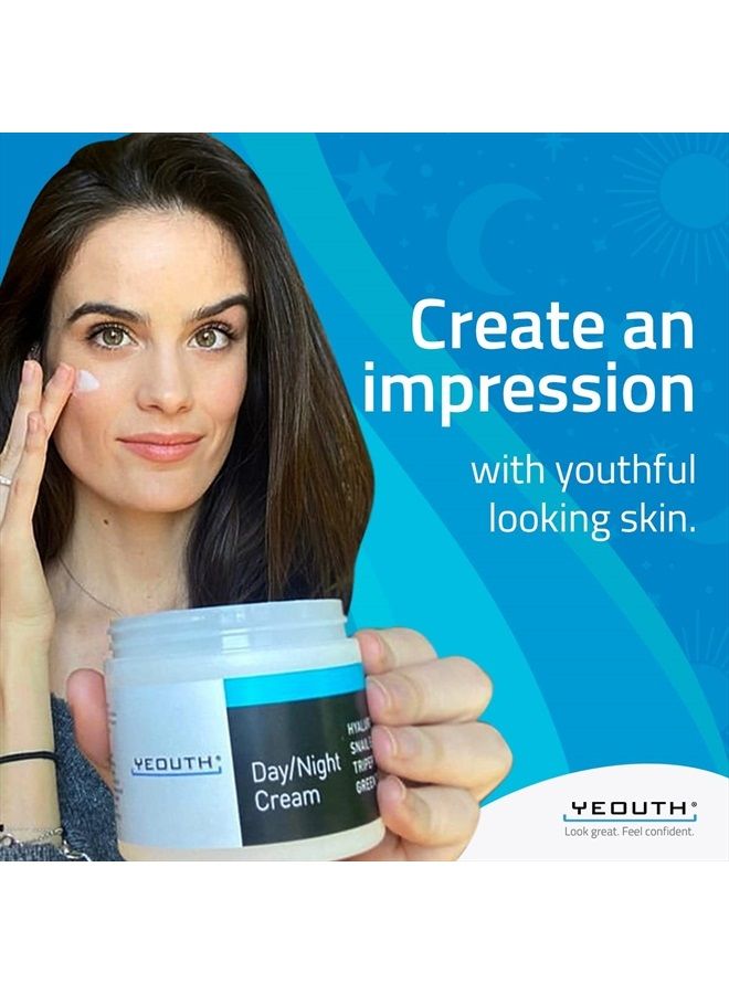 Day/Night Cream with Hyaluronic Acid & Copper Tripeptide-1, Day and Night Cream Moisturizer for Face, Cream for Wrinkles, Dark Spots & Dull Skin, Anti Aging Face Cream for Women & Men