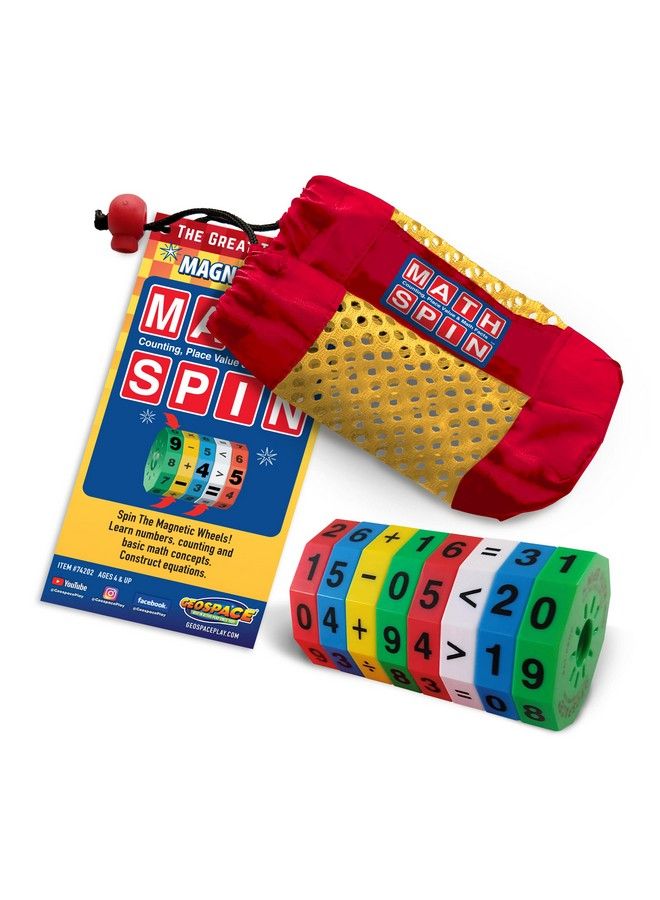 Original Math Spin Travel Edition Handheld Magnetic Number & Equation Game With Storage Pouch