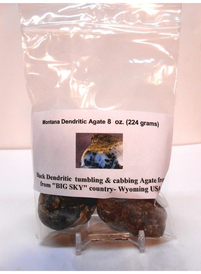 Rock Tumbler Gem Refill Kit Yellowstone,Montana Black Dendrite Agate Rough 8 Oz