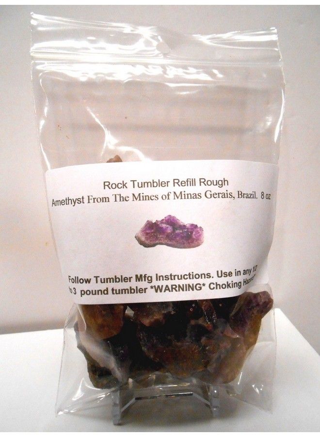 Rock Tumbler Gem Refill Kit Authentic Brazil Amethyst Crystal Roughrich Purples! 8 Oz