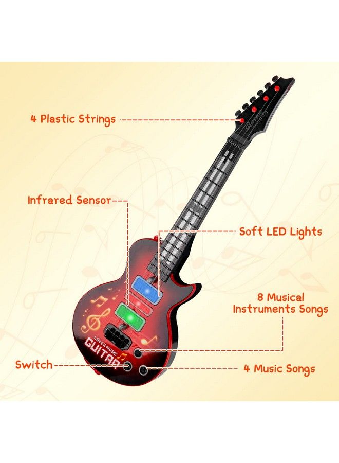 Kids Guitar 4 Strings Electric Guitar For Kids Toddler Guitar With Strap Light Up Musical Toys For 3 4 5 Year Old Boys Girls Gifts