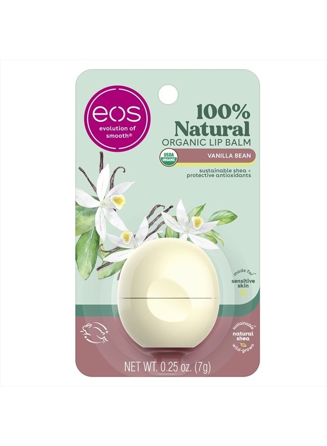 100% Natural & Organic Lip Balm Sphere- Vanilla Bean, All-day Moisture, Dermatologist Recommended for Sensitive Skin, Lip Care Products, 0.25 oz
