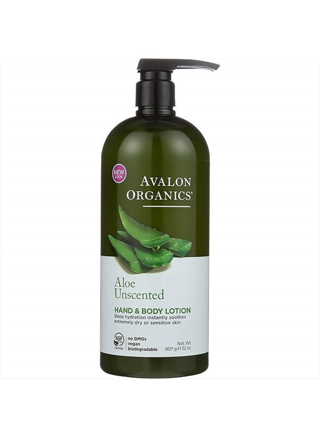 Hand & Body Lotion, Aloe Unscented, 32 Oz