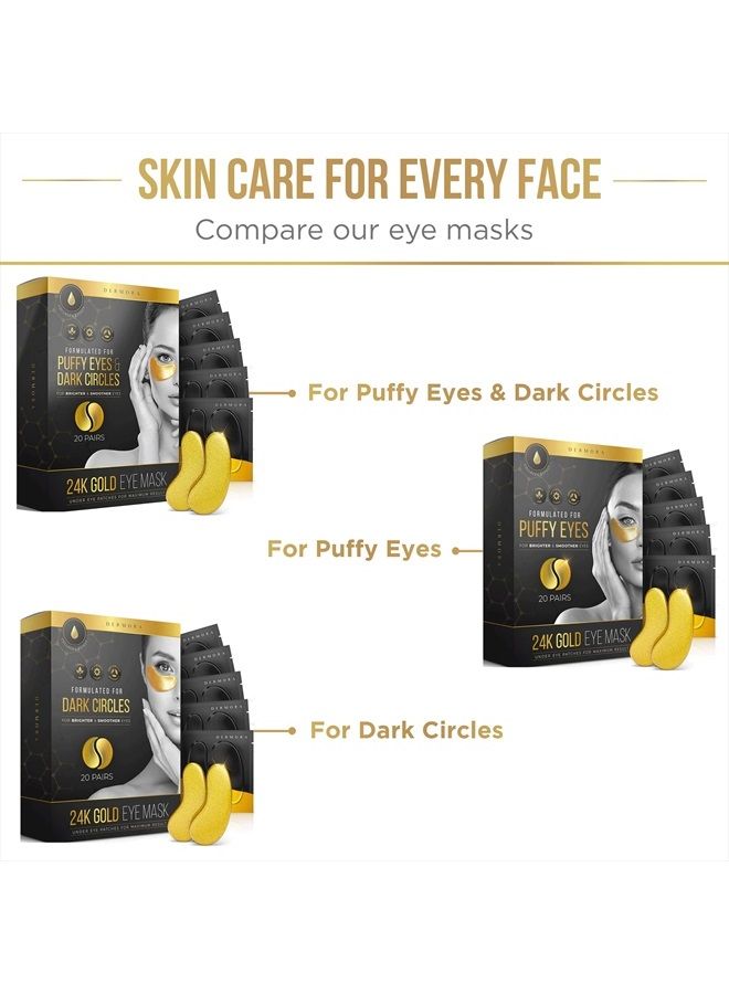 Skin Treatment Mask 24K Gold Eye Mask - 50 Pairs Eye Gels - Rejuvenating Treatment for Dark Cirlce,Puffiness,Refresh,Revitalizing,Travel,Wrinkles