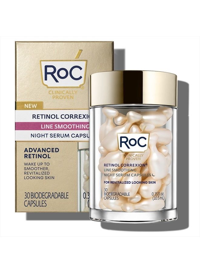 Retinol Correxion Anti-Aging Wrinkle Night Serum, Daily Line Smoothing Skin Care Treatment for Fine Lines, Dark Spots, Post-Acne Scars, 30 Individual Capsules, Unscented, 0.35 Fl Oz