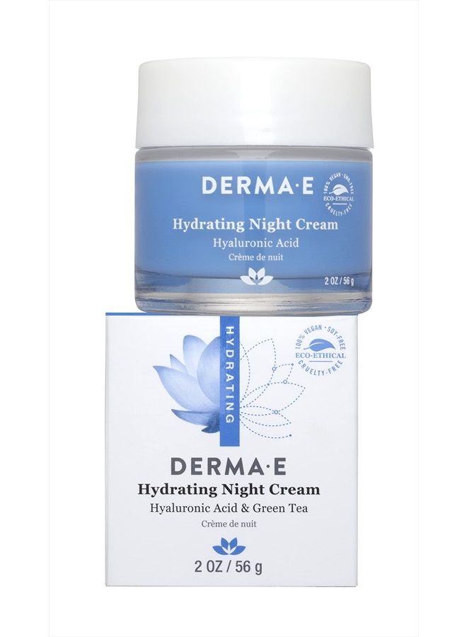 Hydrating Night Cream – Overnight Face Moisturizer with Anti-Aging Hyaluronic and Green Tea Acid to Smooth and Nourish, 2 Oz