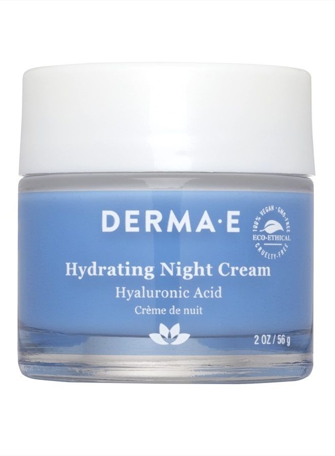 Hydrating Night Cream – Overnight Face Moisturizer with Anti-Aging Hyaluronic and Green Tea Acid to Smooth and Nourish, 2 Oz