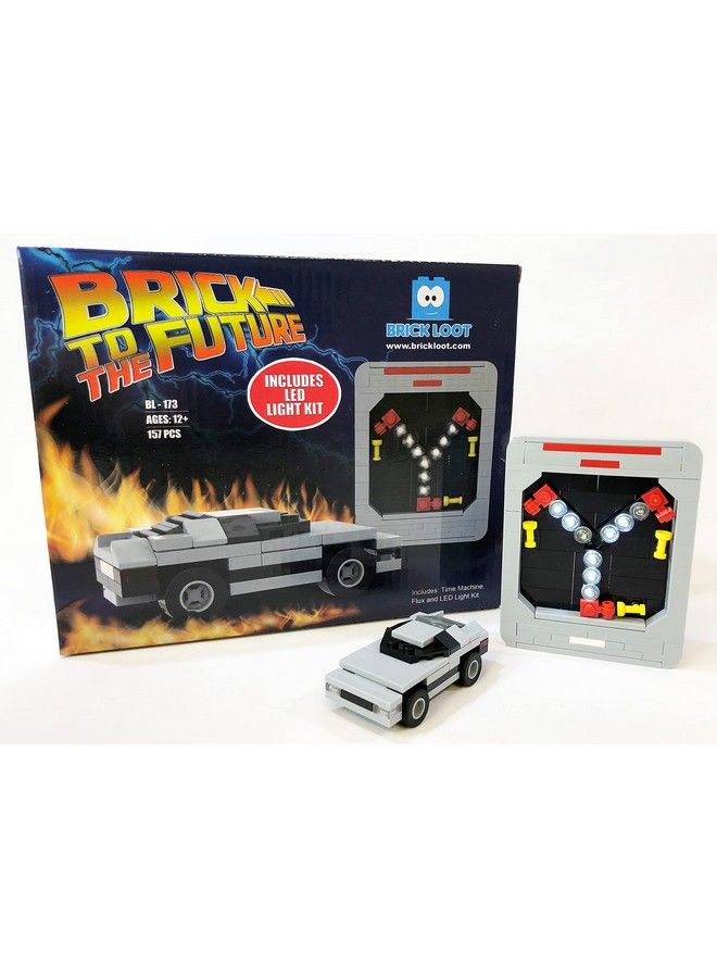 Exclusive Flux Capacitor Set (157 Pieces) Includes The Flux Capacitor, Time Machine Dmc Delorean Car And A Deluxe Led Light Kit Compatible With Lego And Other Major Brick Brands