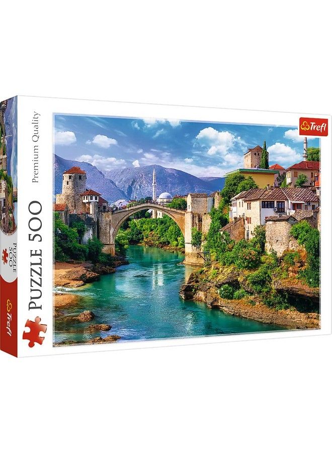 Red 500 Piece Puzzle Old Bridge In Mostar, Bosnia And Herzegovina