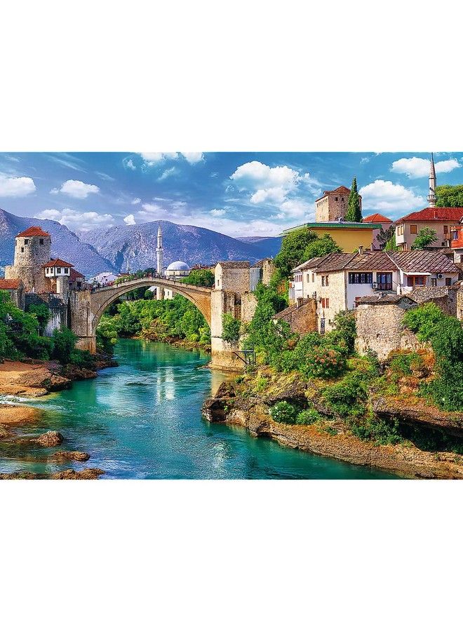 Red 500 Piece Puzzle Old Bridge In Mostar, Bosnia And Herzegovina