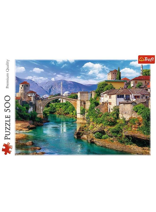 Red 500 Piece Puzzle Old Bridge In Mostar, Bosnia And Herzegovina