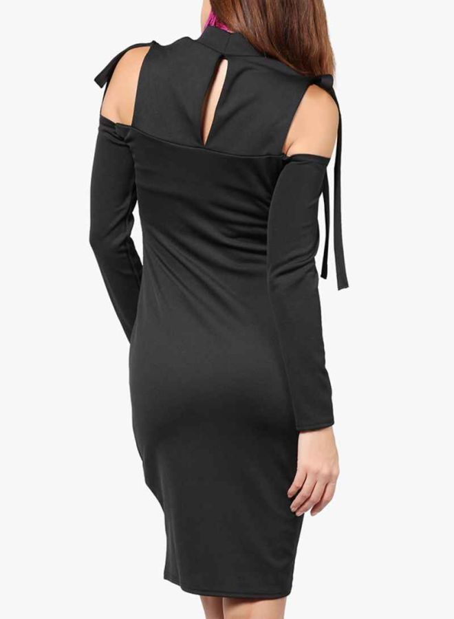 Bow Cut-Out Bodycon Dress Black
