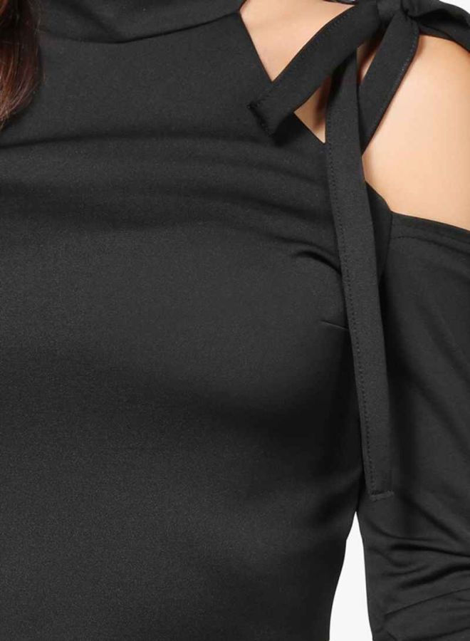 Bow Cut-Out Bodycon Dress Black