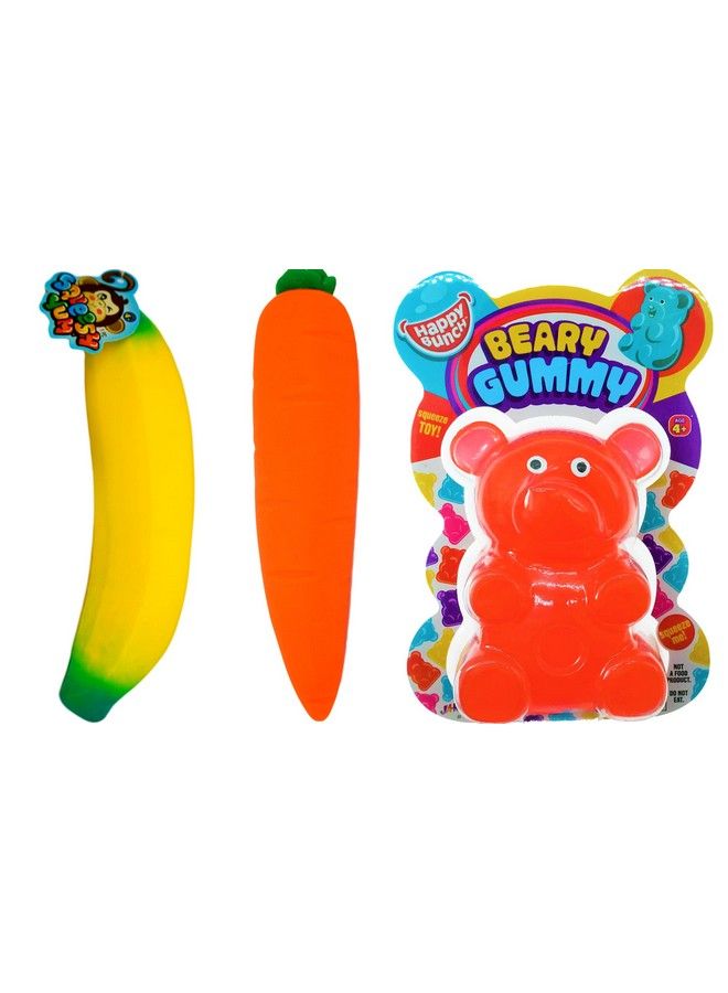 Stretchy Banana, Carrot & Gummy Bear. Sensory Toys (3 Pack) Stress Relief Toys ; Fidget Toys For Kids And Adults. Autism, Anxiety, Therapy Squishy Toys & Party Favors. & Sticker 334033424341S
