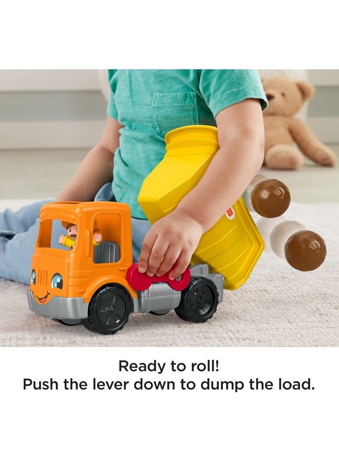 Little People Dump Truck Toy With Music Sounds And Loading Action, 3 Play Pieces, Toddler Construction Toy For Pretend Play