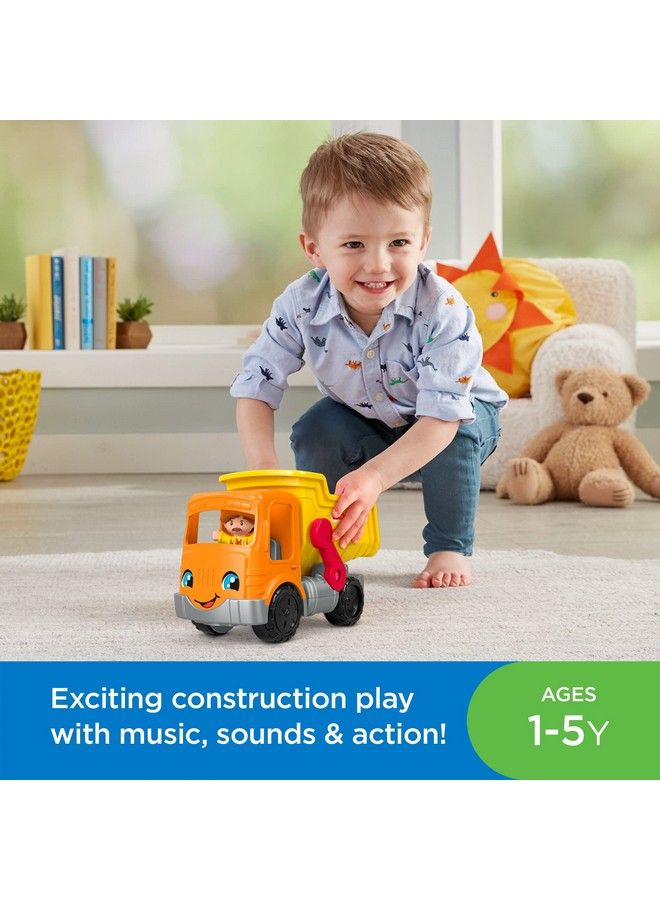 Little People Dump Truck Toy With Music Sounds And Loading Action, 3 Play Pieces, Toddler Construction Toy For Pretend Play