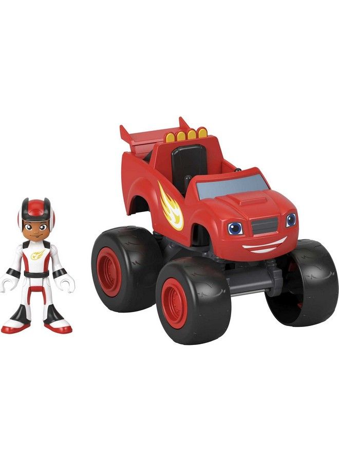 Blaze And The Monster Machines Blaze & Aj, Large Pushalong Monster Truck With Poseable Figure For Preschool Kids Ages 3 And Up