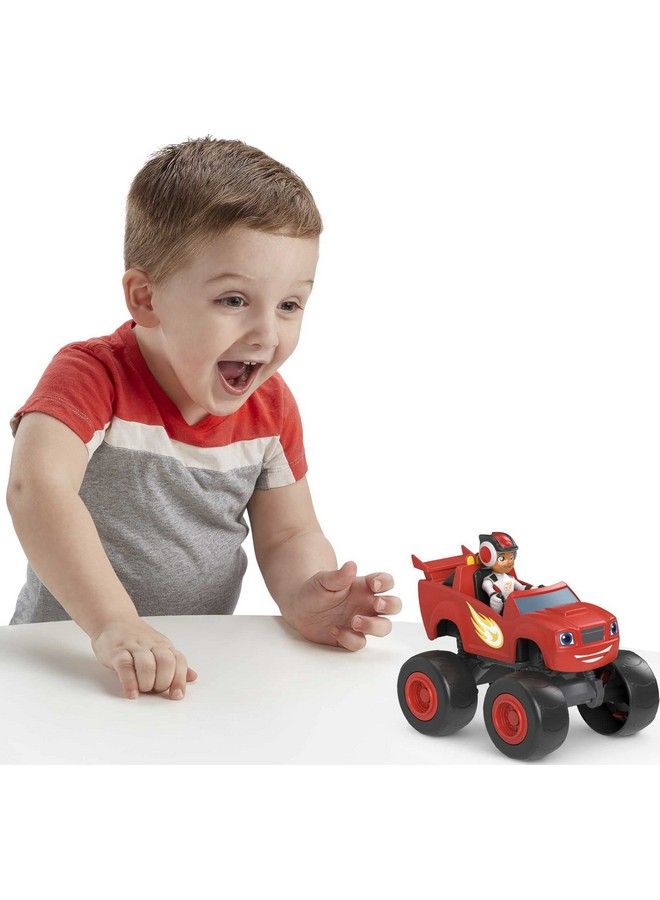 Blaze And The Monster Machines Blaze & Aj, Large Pushalong Monster Truck With Poseable Figure For Preschool Kids Ages 3 And Up