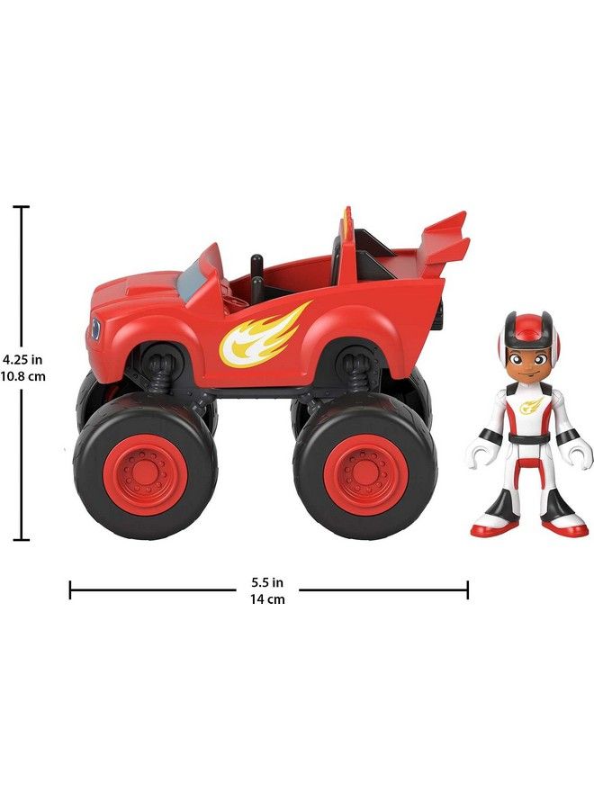 Blaze And The Monster Machines Blaze & Aj, Large Pushalong Monster Truck With Poseable Figure For Preschool Kids Ages 3 And Up