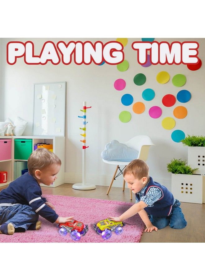 Light Up Monster Truck Set For Boys And Girls Set Includes 2, 6 Inch Monster Trucks With Beautiful Flashing Led Tires Push N Go Toy Cars Fun Gift For Kids For Ages 3+