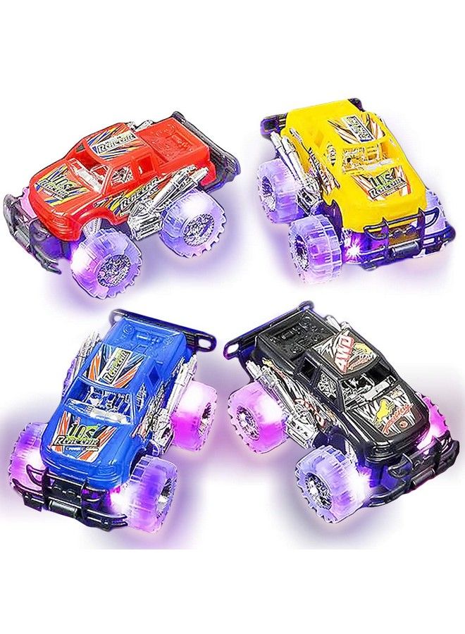 Light Up Monster Truck Set For Boys And Girls Set Includes 2, 6 Inch Monster Trucks With Beautiful Flashing Led Tires Push N Go Toy Cars Fun Gift For Kids For Ages 3+