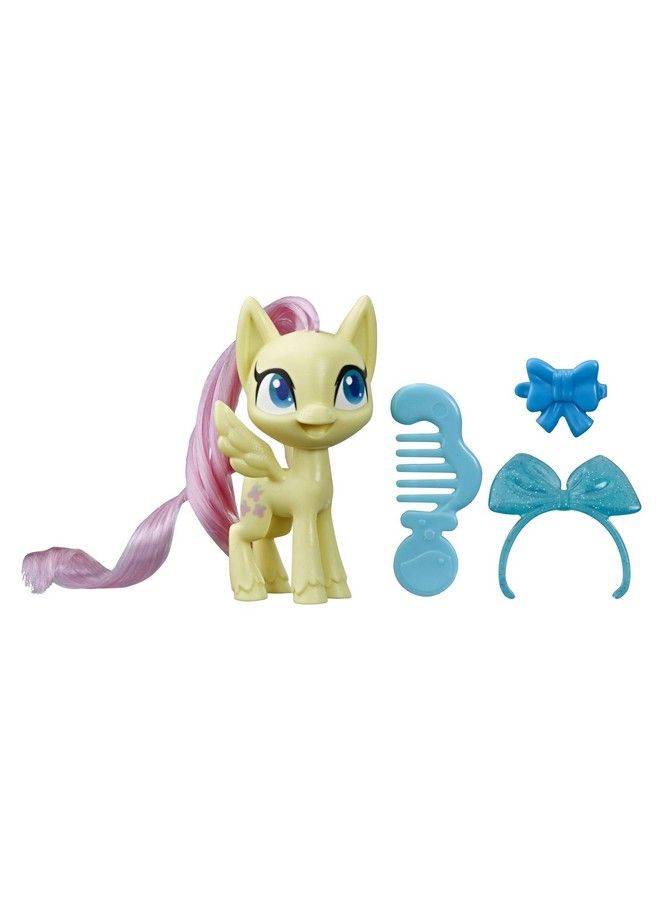 Fluttershy Potion Pony Figure 3Inch Yellow Pony Toy With Brushable Hair, Comb, And 4 Surprise Accessories