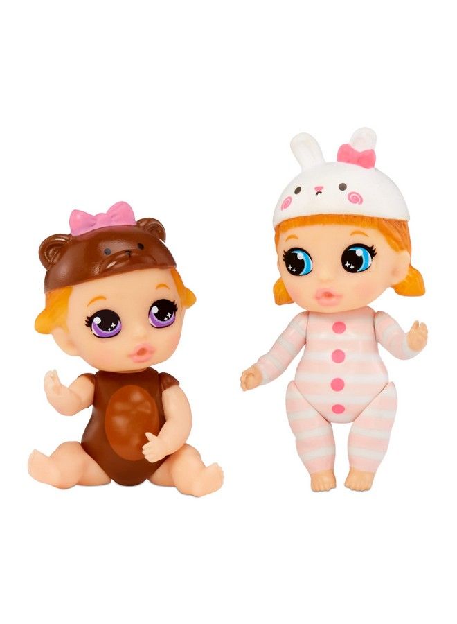 Mini Babies Playset Unwrap Surprise Twins Or Triplets Collectible Baby Dolls With Soft Swaddle, Blanket, Ducky Pull Toy Series 3 Multicolor