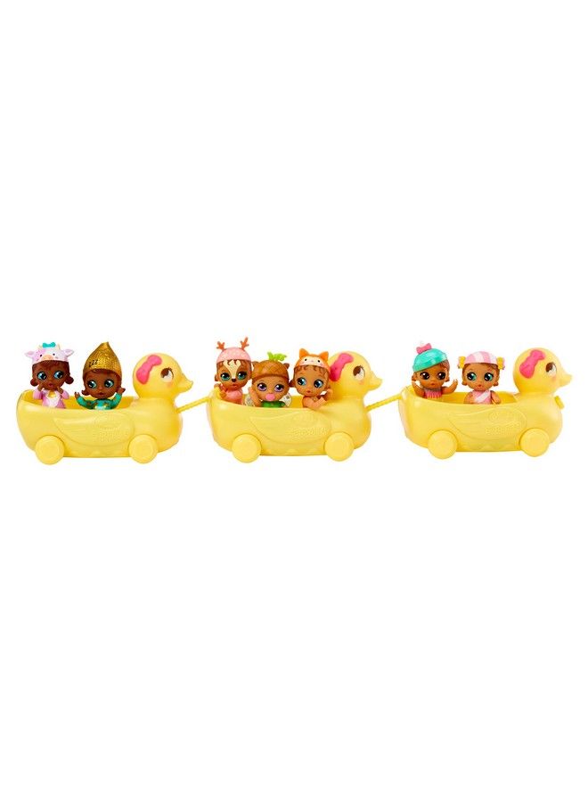 Mini Babies Playset Unwrap Surprise Twins Or Triplets Collectible Baby Dolls With Soft Swaddle, Blanket, Ducky Pull Toy Series 3 Multicolor