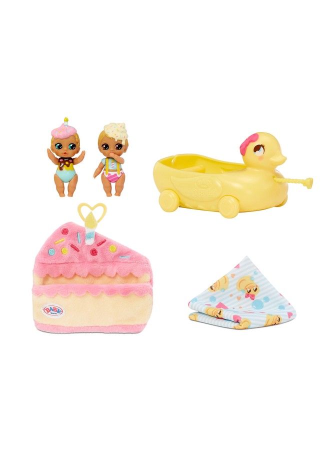 Mini Babies Playset Unwrap Surprise Twins Or Triplets Collectible Baby Dolls With Soft Swaddle, Blanket, Ducky Pull Toy Series 3 Multicolor