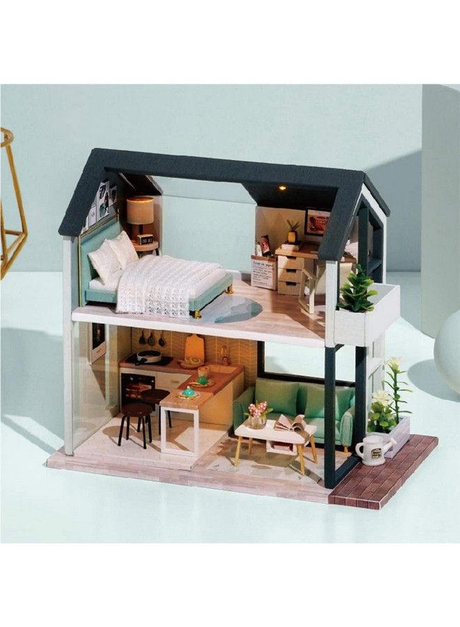 Diy Dollhouse Miniature Kit With Furniture, 3D Wooden Miniature House With Dust Cover, Miniature Dolls House Kit (Ql01)