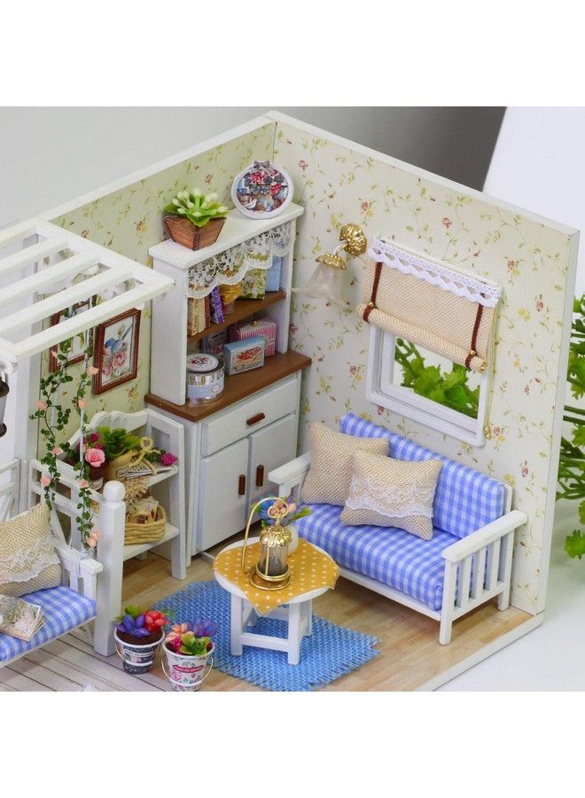 Wooden Dollhouse Miniatures Diy House Kit With Cover And Led Lightcat Diary