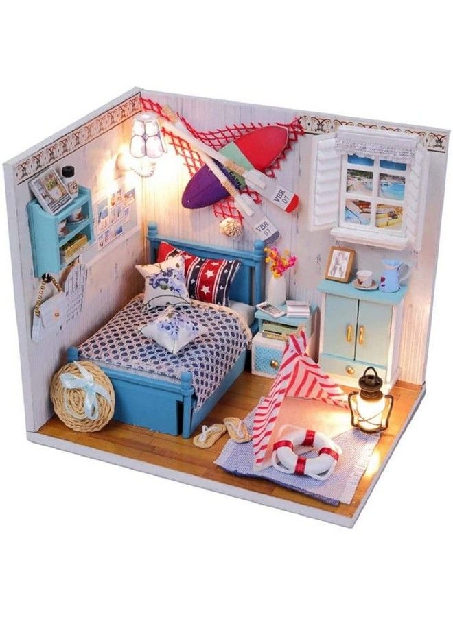 Dollhouse Miniature Diy House Kit Creative Room With Furniture And Glass Cover For Romantic Artwork Gift( Romantic Summer Day )