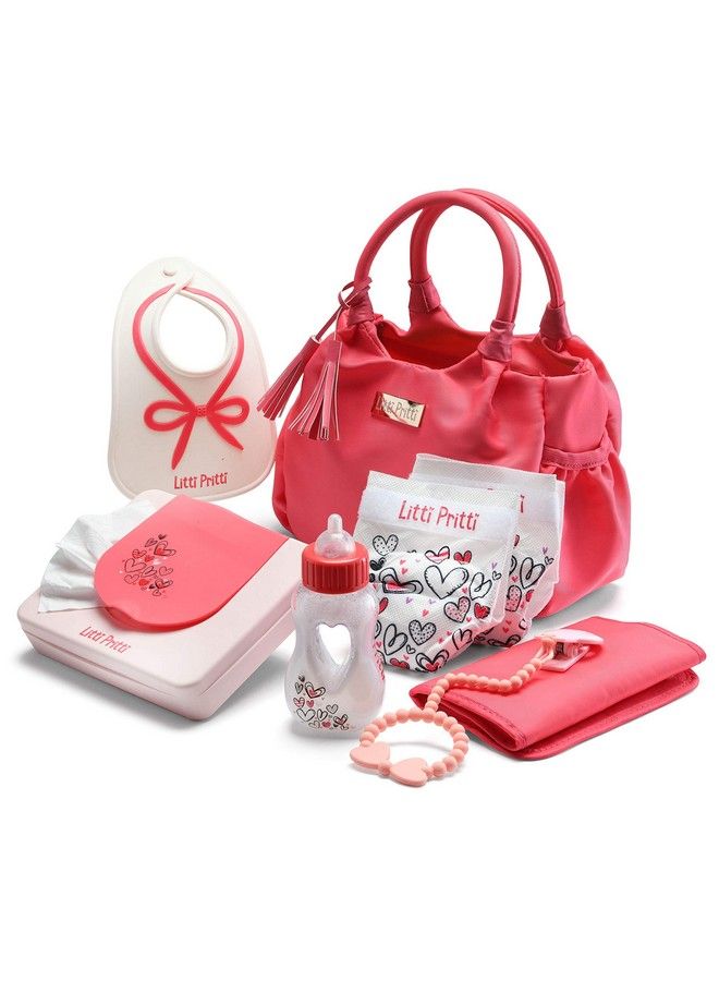 Baby Doll Accessories ; Diaper Bag Set ; Premier Playtime Playset For Baby Dolls ; Fabric Diapers, Magic Bottle, Wipes & More ; Toy For 3 4 5 6 7 8 Year Old ; Gifts For Toddler Girls