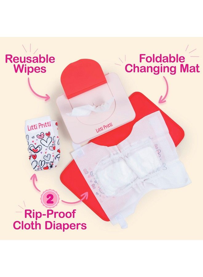 Baby Doll Accessories ; Diaper Bag Set ; Premier Playtime Playset For Baby Dolls ; Fabric Diapers, Magic Bottle, Wipes & More ; Toy For 3 4 5 6 7 8 Year Old ; Gifts For Toddler Girls